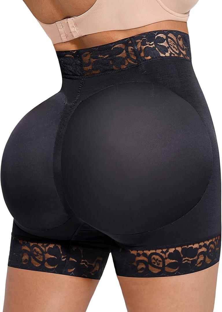 SHAPELLX Butt Lifting Shapewear For Women Tummy Control Faja Shaping Shorts Thigh Slimming Panties Mid Waisted Shaper (A1-black)