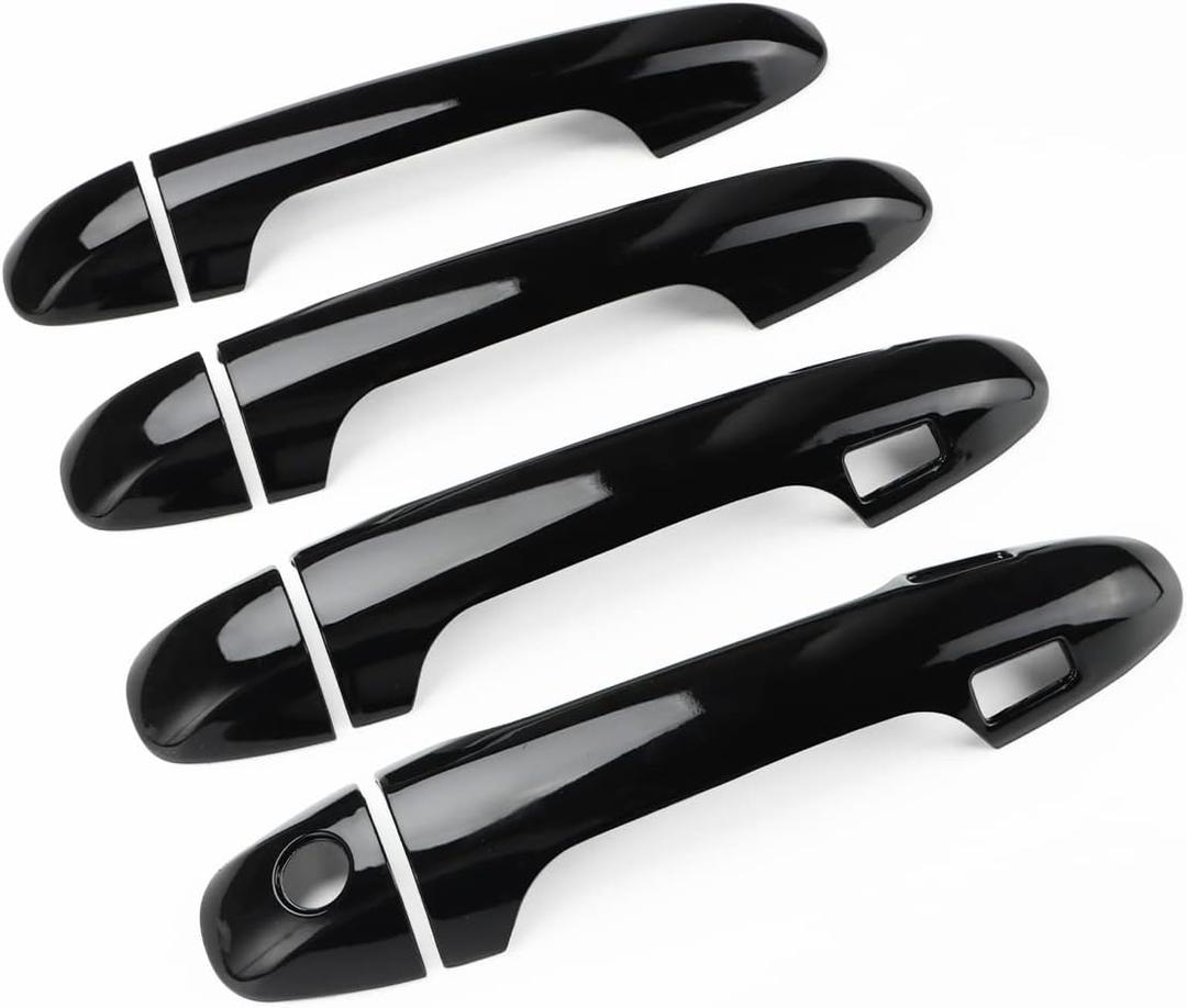 Exterior Door Handle Cover Compatible for 2016-2020 2021 2022 2023 Toyota Tacoma Accessories Door Handle Protectors for Tacoma(with 4 Smart Key Holes, Glossy Black)