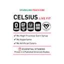CELSIUS PEACH VIBE Sparkling White Peach, Sugar Free Energy Drink, 12 Fl Oz (Pack of 12) (EXP 04/01/27)