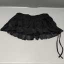Verdusa Women's Y2k Lace Ruffle Mini Skirt Mesh High Waist Layered Skirt Skort Summer Vacation Boho Outfits (Medium, Black)