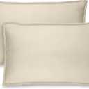 Bare Home Standard Pillow Sham Covers - Set of 2 - Premium 1800 Ultra-Soft Microfiber - Double Brushed - Stain & Fade Resistant - Bed Pillow Shams - Pillows Not Included (Set of 2, Sand)