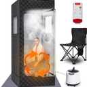Portable Sauna Box for Home, Full Body Personal Steam Sauna with 1500W 3L Sauna Steamer, 9 Heating Levels & 5-99mins Auto Shut Off Sauna Tent, Includes Remote Control, Folding Chair, Absorbent Mat