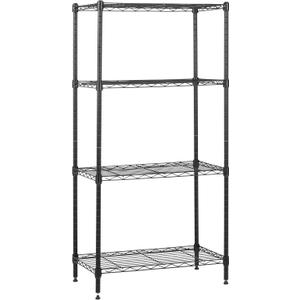 Amazon Basics 4-Shelf Steel Wire Rack, 13.4 D x 23.2 W x 48 H in, Black | Sturdy, Adjustable, Easy Assembly, Storage