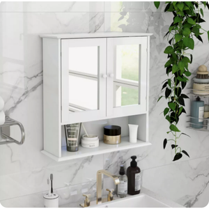 Bathroom Wall Cabinet with Doule Mirror Doors and Shelvs