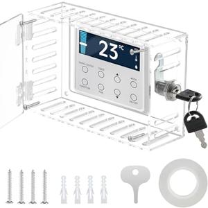 Thermostat Lock Box with Key, Clear Thermostat Lock Box Cover with Key, Thermostat Cover with Lock, Thermostat Guard for Thermostat on Wall 5.9" H x 4" W or Smaller, AC Lock Box Cover with Key