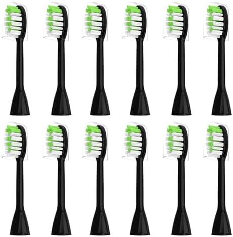 Tekgani Toothbrush Replacement Heads Compatible with Philips One Electric toothbrushe, Toothbrush Brush Head Refills-12 Pack, Shiny Black