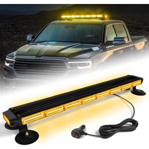 34inch 166 LED Emergency Rooftop Strobe Lights Bar Flashing Safety Traffic Advisor Warning Hazard Snow Plow Light W/Magnet Base for Work Trucks Vehicles Construction Tow Pickup Amber