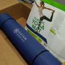 Gaiam Essentials Thick 2/5" (10mm) and Thin 1/4" (6mm) Yoga & Pilates, Fitness & Exercise Mat with Easy-Cinch Carrier Strap (Navy)