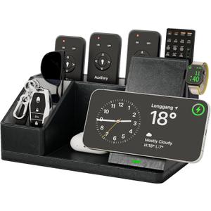 KINGFOM 3-in-1 Charging Station for iPhone, Apple Watch & AirPods  Fast Wireless Charger Stand, Desk Organizer with Phone Holder, Nightstand Dock for Apple Devices