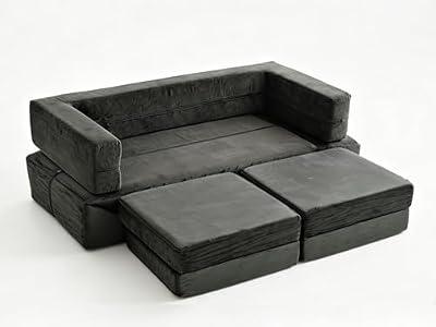 BumbleBabe Original Modular Kids Play Couch – Premium Soft Foam with Slide for Open Ended Imaginative Play, Easy to Clean & Idea for Kids Playroom, Safety CertiPUR-US (Forest Green)