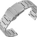 ANNEFIT Stainless Steel Watch Band 18mm 20mm 22mm, Metal Watch Strap with Double Folding Lock Buckle for Men Women