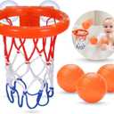 KSABVAIA Bath Toys - Bathtub Basketball Hoop for Kids Toddlers - Bath Toys Shower Toys for Kids Ages 4-8,Suction Cup Basketball Hoop & 3 No Hole Balls Set for Boys Girls (Small)
