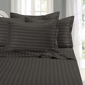 Elegant Comfort Best, Softest, Coziest 6-Piece Sheet Sets! - 1500 Premier Hotel Quality Luxurious Wrinkle Resistant 6-Piece Damask Stripe Bed Sheet Set, King Grey