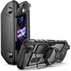 JSAUX PC0104 ModCase Compatible with Steam Deck, Steam Deck Case Comprehensive Protection Includes Detachable Front Shell, Body Protective Shell, Metal Bracket, and Strap - Basic Set