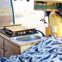 Maxdot Rv Stove Top Cover Board Wood Noodle Board Camper Stove Top Cover Countertop Cutting with 5 Pcs Adjustable Non-Slip Rubber Feet Leg Juice Groove for Trailer Gas Burner Kitchen(Light Brown)