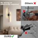 Modern Battery Operated Wall Sconce Set of 2,Dimmable Rechargeable Indoor Led Wall Sconce Lighting,Black Wireless Wall Lamps with Remote Control for Living Room Bedroom Bathroom Hallway