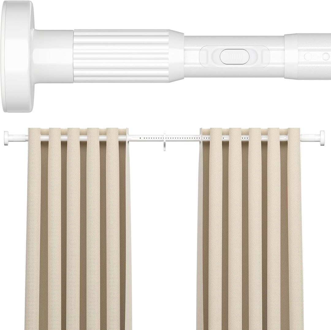 AIZESI 41-86 Inch Heavy Duty White Tension Curtain Rod - No Drilling, Adjustable, Rust-Resistant for Outdoor, Living Room, Window, Bathroom