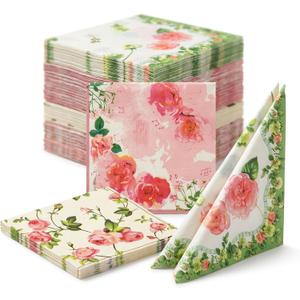 Floral Paper Napkins - 60 Count Napkins Disposable & Cocktail Napkins for Tea Party, Wedding & Baby Shower - Assorted Mixed Bouquet Party Napkins, Beverage Napkins Dinner Essentials