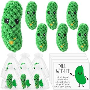 12 Set Crochet Pickle Gifts with Support Cards Bulk Positive Employee Appreciation Party Favors for Office Coworker Staff Employees Nurse Students Inspirational Cucumber (Classic)