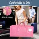 1 Pack Extra Heavy Duty Large Moving Bag with Strong Zipper & Comfortable Handles, Sturdy & Durable Clothes Storage Bags Totes Bins, Packing Moving Boxes for College Supplies, Pink