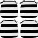 Magpie Fabrics Outdoor/Indoor 17"x16"x2" Chair Cushions with Ties Set of 4, Waterproof All Weather U-Shape Seat Pads Decoration for Patio Garden Furniture Home Office (Black White)