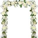Lvydec 2 Pack Artificial Peony Garland - 6ft Silk White Peony Flower Arch Vine for Wedding Party Table Decoration, 72 inches