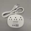 European Travel Plug Adapter with USB C, Multi Country Outlet Adapter with 3 AC Outlets and 4 USB Ports, Type C Plug Adapter for US to Most of Europe Iceland Spain Italy France Germany etc