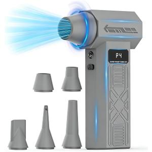 PECODE Compressed Air Duster - Rechargeable Electric Air Blower for Keyboard,Camera,PC Vents,Car Interiors & Home,Outdoor Dusting - 280,000 RPM,5 Nozzles,4 Speeds,Fast Charging(Gray)