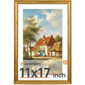 upsimples 11x17 Picture Frame, Vintage Frames Decor, 1Pack Gold | Fit 9x15 and 11 x 17 Poster, Wall or Tabletop Display, Antique-style Decoration, Rustic Farmhouse Decor, For Weddings