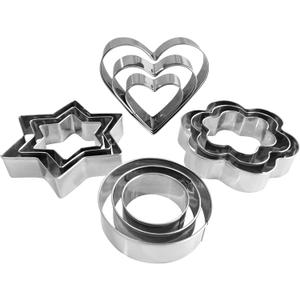 Metal Cookie Cutters Set- Heart, Star, Round, Flower - 12Pcs Cookie Cutters - Heart Star Cookie Cutter Round Small Cutter Flower Cookie Cutter for Baking