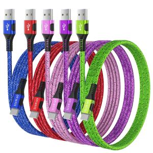 XIAWAO USB to USB C Cable 3FT 5Pack Fast Charging, Braided Car Carplay Cable for iPhone 17/17 Pro/17 Pro Max/16/16 Pro/16 Pro Max, Samsung Galaxy S25 S24 S23 S22 A17 A16 A15