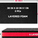ONREVA Tool Box Foam 30x22x1 inch 2Pack, Foam Inserts for Cases, Polyethylene Storage Sheets for Toolbox Hard Case, Tool Shadow Insert, Kaizen Organizer Sheet, Red With Black