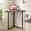 VECELO Corner Desk,Office Tables for Living Room for Small Space Triangle Computer Desk with Steel Frame Corner Shelves with Metal Frame Writing Desk for Workstation Classic Brown 31.1"