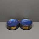 Rubtlamp 100 Pcs Clear Blue Gold Plastic Plates, Clear Hammered Plastic Plates, Blue Party Platos, Disposable Salad/Dessert Platos, 7-Inch Disposable Dessert/Appetizer Platos Perfect For Party