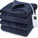 Sunbeam Royal Ultra Fleece Heated Electric Blanket Full Size, 84" x 72", 12 Heat Settings, 12-Hour Selectable Auto Shut-Off, Fast Heating, Machine Washable, Warm and Cozy, Indigo