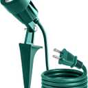 Outdoor Spotlight Plug in, Weather Resistant, Heavy Duty Stake, Landscape Light for Yard, Flag, Holiday Decor, 6FT Cord, 120V 300LM 5000K, Green, ETL Listed (1Pack)