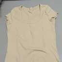 GEMBERA Womens' Stretchy Scoop Neck Short Sleeve Shirts Fitted Casual Basic Top T-Shirts XL