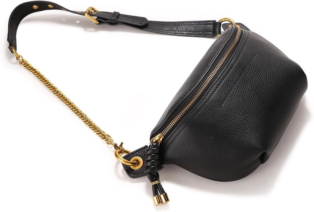 Minimalist Leather Bum Bag for Women Crossbody, Lightweight Fanny Pack Belt Bag