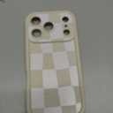 KANGHAR Compatible with iPhone 17 Pro Case 2025, Silicone Checkered Cute Pattern, Camera Protection Soft Slim Shockproof Edge Phone Cover for Girls Women -White