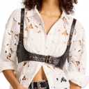 Harness for Women Genuine Leather Waist Belt Steampunk Underbust Corset (Small, Black)