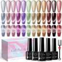 Magnetic Gel Nail Polish - 12 Colors Moonlight Cat Eye Gel Nail Polish with Magnetic Stick Cateye Gel Polish Soak Off UV LED Nail Lamp Nail Art Manicure Salon Valentine's Day Gift for Women