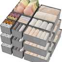 Criusia Drawer Organizer Clothes, 24 Pack Underwear Drawer Organizers, Foldable Closet Organizers and Storage Dresser Drawer Dividers Clothing Organizer for Clothes, Socks, Scarves, Bra, Ties (Grey)