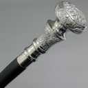 Victorian Cane Walking Cane Wooden Walking Stick Silver Brass knob Handle Black Wood Stick, Fancy & Fashionable Canes for Men and Women, Best Choice for Steampunk Cane., 36 inch