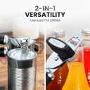 Zulay Kitchen Heavy Duty Stainless Steel Can Opener Manual with Bottle Opener - Rust Proof Manual Can Opener With Turn Knob & Comfy Soft Grip Handles - Black