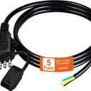 18AWG 5FT 4 Pin Trailer Connector Pure Copper 4 Pin Trailer Wiring Harness Jacketed Cable Heavy Duty Male Extension Wiring Harness 4 Wire 4-Flat Connector 4 Way Flat Plug with Dust Cover