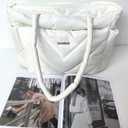 Puffer Tote Bag for Women, Lightweight Puffy Tote Handbag for Travel Work Bag with YKK Zipper, Non-slip Bottom
