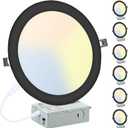 LZHOME 6 Pack 8 Inch LED Recessed Lighting with Junction Box Ultra-Thin, 3000K/4500K/6000K Selectable, 8" Dimmable Canless LED Downlight, 1800LM CRI80 High Brightness 5%-100% Recessed Light (Black)
