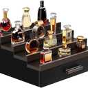 Zalida Wooden Cologne Organizer for Men 4 Tier of Perfume Display Holder of Drawer & 2 Hidden Compartments Larger Storage Space Mens Perfume Organizer Shelf Stand,Gift for Man (4T-Black Brown)