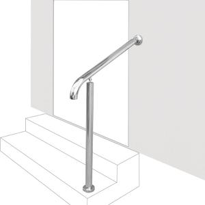 Handrails for Outdoor Steps, 304 Stainless Steel Railing Wall & Floor Mounted Rail for Outside Stair Railing Fits Level Surface and 1 to 2 Steps