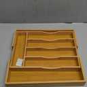 Expandable Bamboo Kitchen Drawer Organizer for Cutlery and Utensils, Adjustable Bamboo Wood Cutlery Tray in Drawer for Flatware and Silverware in Kitchen, (Natural), 6 Slots